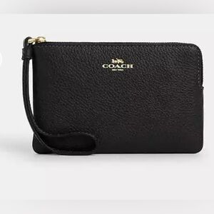 Coach Black Pebbled Leather Wristlet